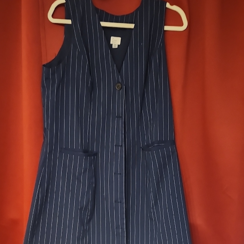 A New Day Navy Pinstripe Midi Dress